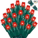 Red Wide Angle LED Christmas Lights, 64.8 Ft 300 Count, Pack of 3 Strands 21.9 Ft 100 Lights UL Certified Commercial Grade Green Wire 5mm Holiday String Light by CozyNest Decor