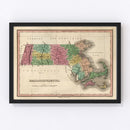 Vintage Map of Massachusetts 1824
