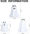 [Timer] Light Up Ghost Halloween Decor, 3 Pcs Ceramic Halloween Ghost Decorations Indoor, Cute White Ghost Figurines Statue for Indoor Decor Home Table (A) by CozyNest Decor