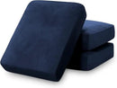 PrinceDeco Couch Cushion Covers, Stretch Washable Sofa Cushion Cover, Fitted Sofa Slipcover Velvet Fabric Non-Slip Furniture Protector for Dog,Pets, Kid (Each Width Up to 29.5", Navy) by CozyNest Decor