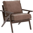 Wahson Brown Leather Accent Chair - Mid Century Modern Retro Upholstered Armchair with Wood Frame and Removable PU Cushions - Large Compfy Leisure Slipper Chair for Living Room/Bedroom (Set of 2) by CozyNest Decor