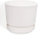 Elly Décor 8 inch Plastic Cylinder Planter Pot with Self-Watering Saucer and Drainage Hole,Lightweight & Extremely Durable, 8"x 8", White by GreenHaven Gardens
