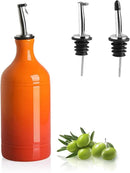 Sweejar Ceramic Olive Oil Dispenser Bottle, Opaque Oil Cruet Protects Oil to Reduce Oxidation, Suitable for Oil, Vinegar, Coffee Syrups & Other Liquids, Pack of 1, 15.5 Fl Oz (Gradient Orange) by CozyNest Decor