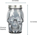 Set of 2 Skull Mason Jar Glasses with Lids | 16oz Reusable Halloween Drinking Glasses | Unique Skull Décor, Storage, & Canning Jars for Parties & Gifts by CozyNest Decor