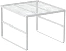Kitchen Cabinet Storage Shelf Stackable Wire Spice Rack Organizer Heavy Duty Space Saver for Bathroom Bedroom Closet Laundry Room Office Countertop - White, Pack 1 by CozyNest Decor