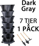 Vertical Planter 7 Tier Stackable Planters Garden Planters Strawberry Herb Flower and Vegetable Planter Indoor Outdoor Gardening Pots with Removable Wheels and Tools by CozyNest Decor