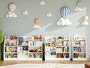 4 Tier Kids Bookshelf Set of 2, 4 Layer Sling Kids Book Shelf for Kids Rooms,Wood Children Bookcase,Baby Storage Book Rack,Toddler Bookshelf, Book and Toy Organizer,Book Display Shelf for Nursery by TinyTreasures Baby Boutique