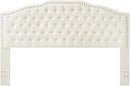 24KF Upholstered Button Tufted King Size Headboard with Nailhead Trim, Elegant Boucle Fabric California King headboard, 6031-K-Boucle-Ivory by CozyNest Decor