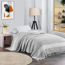 Breathable Bedspread Woven Blanket Extra Large Lightweight Soft Cooling for Hot Sleeper Throw Tween Queen Full Size Quilt Thin Comforter Summer Ice Cold Sheet Boho Bed Decor Bedroom Decorative Grey by TinyTreasures Baby Boutique