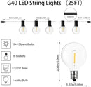 25FT LED Globe String Lights,Waterproof Hanging String Light with 15 Warm White Shatterproof G40 Bulbs(1 Spare), for Indoor/Outdoor Commercial Decor (25FT) by GreenHaven Gardens