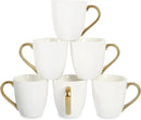 vicrays Coffee Mug Set, 11 Ounce, Set of 6, Ceramic Mug for Men, Women, Unique Glazed Mugs with Handle for Coffee, Tea, Milk, Cocoa, Cereal(White with Golden) by CozyNest Decor