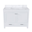 43" Bathroom Vanity With Artificial Marble Carrara Top Set, Multi Functional Cabinet With Doors And Drawer - White by Unique Piece Furniture