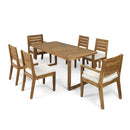 Outdoor 7 Piece Dining Set With Cushions - Sandblasted Natural / Beige by HouseOfZazla