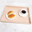 Beige Decorative Tray, Rectangular Large Serving Tray with Handles, Plastic Coffee Table Tray for Ottoman, Living Room, Kitchen Tabletop, 15.7” x 11.8” x1.6” by CozyNest Decor