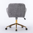 Office Chair, Artificial Rabbit Hair Home Office Chair With Metal Base, Adjustable Desk Chair Swivel Office Chair, Vanity Chair by HouseOfZazla