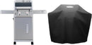 Monument Grills 2-Burner Stainless Steel Liquid Propane Gas Grill, Two Foldable Shelves Patio Garden Barbecue Grill with Clearview® Lid, Knob Control, Mesa200S with BBQ Cover by GreenHaven Gardens