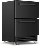 24 Inch Under Counter Dual Drawer Beverage Fridge, Weather Proof Outdoor Beverage Refrigerator for Patio, Stainless Steel Built-in Beverage Cooler for Home & Commercial Use, Black by CozyNest Decor