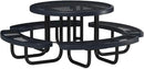 Heavy-Duty Portable Outdoor Picnic Table with Umbrella Hole, Expanded Metal Commercial-Grade Patio Dining Furniture Made in America (46" Round Top, Dark Blue) by GreenHaven Gardens