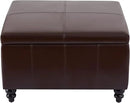 HUIMO Square Leather Storage Ottoman,Ottoman Coffee Table with Storage for Living Room (Brown) by CozyNest Decor