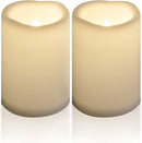 CANDLE CHOICE Waterproof Outdoor Battery Operated Flameless Candles with Timer Large Plastic Resin Bright Flickering Electric LED Pillars Lantern Garden Wedding Christmas Decorations 4”(D)x6”(H) 2 PCS by GreenHaven Gardens