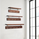 Shelf with Hooks, Solid Wood Bedroom Shelves for Wall, Wooden Coat Rack Wall Mount for Bathroom, Kitchen, Door Entryway (Walnut, 30cm/11.81inch) by CozyNest Decor