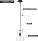 Black Big Pendant Lights Kitchen Island - Clear Glass Pendant Light Fixture Multiple Stems Rods 3 Units 12 Inch 3 Units 4 Inch (2 Pack Black Downrod Pendant with 7.5in W 9.5in H Shade) by CozyNest Decor