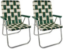 Lawn Chair USA - Outdoor Chairs for Camping. Made with Lightweight Aluminum Frames and UV-Resistant Webbing. Folds for Easy Storage 2- Pack (Charleston with Green Arms, Classic) by GreenHaven Gardens