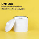 Ceramic Bacon Grease Container Keeper with Strainer,1L Frying Oil Storage Can White by CozyNest Decor
