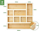 Bamboo Drawer Organizer Set, 9 PCS Multi-Use Individual Wood Storage Organizers, Junk Drawer Divider and Storage Trays Containers for Kitchen, Bathroom, Office Desk, Makeup, Jewelry, Utensils by CozyNest Decor