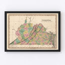 Vintage Map of Virginia 1824