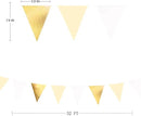 White and Gold Party Decorations Gold Beige White Fabric Triangle Pennant Banner Flag Bunting Garland for Graduation Wedding Birthday Bridal Shower Anniversary Engagement Baptism Party Supplies by GreenHaven Gardens