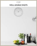 LUUK LIFESTYLE Modern Wall Clock Without Ticking, Pure Minimalist Design, legible Digits, Home Decor for Living Room, Office, in White and Silver by CozyNest Decor