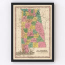 Vintage Map of Alabama 1824