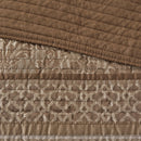 6 Piece Jacquard Quilt Set with Throw Pillows – Brown/Gold King/Cal King