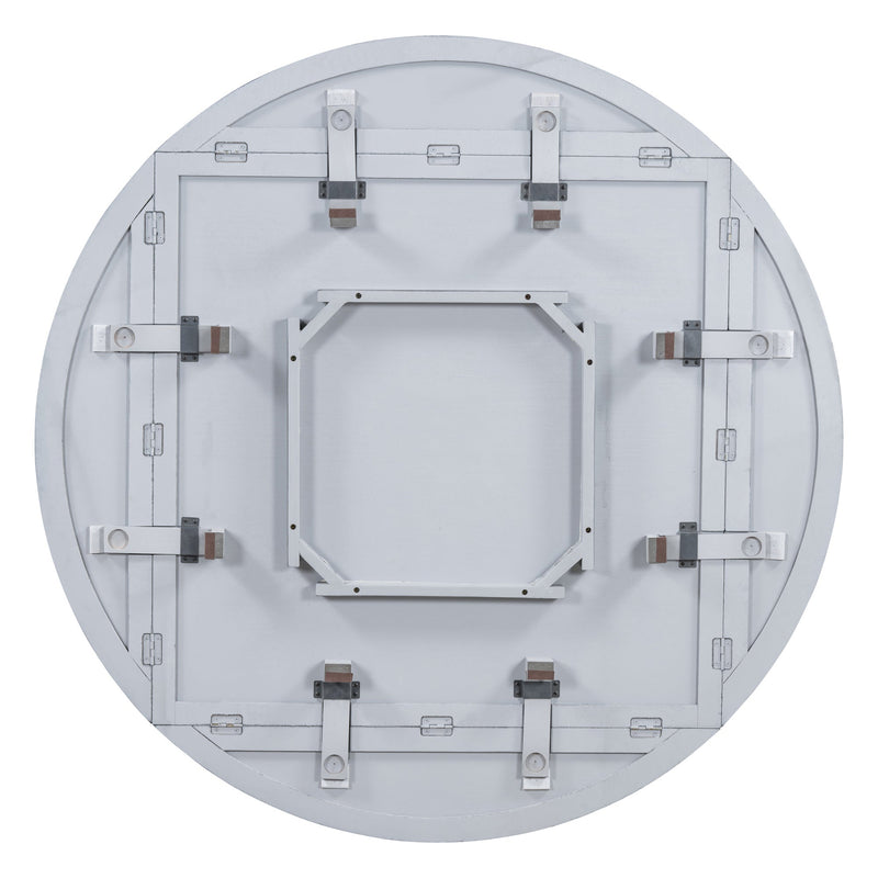 5-Piece Counter Height Dining Table Set in 2 Table Sizes with 4 Folding Leaves and 4 Upholstered Chairs for Dining Room (Gray+Beige Cushion)