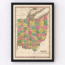 Vintage Map of Ohio 1824