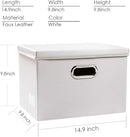 PRANDOM Foldable Storage Bins with Lids [5-Pack] Leather Fabric Collapsible Storage Boxes Organizer Containers Baskets Cube with Cover for Bedroom Closet Office Nursery White (14.9x10.8x10) by TinyTreasures Baby Boutique