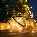 Solar Crackle Glass Hanging Lanterns, 5.5 in Height, IP65 Waterproof, 30 LED Lights, 2-Pack, Warm White by GreenHaven Gardens