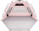 Oileus XX-Large Pop Up Beach Tent Sun Shelter for 5-6 Person Portable Sun Shade Instant Tent for Beach with Carrying Bag, Stakes, 6 Sand Pockets, Anti UV for Fishing Hiking Camping Pink by TinyTreasures Baby Boutique