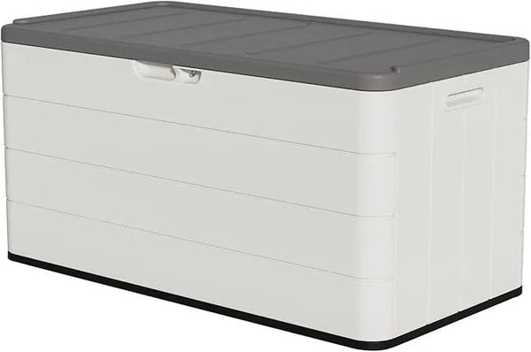 100 Gallon Outdoor Storage Box Waterproof Lockable Resin Deck Box Large, Patio Storage Bin for Pool Accessories Cushion Furniture, Garden Tools, UV-Resistant Outside Delivery Black&White