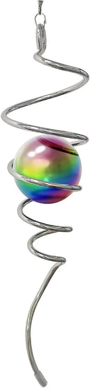 Multi Color Wind Spinner Tail Gazing Ball Spiral Decorative Wind Sculptures - 13in Height by CozyNest Decor