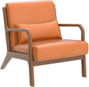 Glitzhome 30" H Mid Century Yellowish Brown Accent Armchair, Single Reading Sofa, PU Leather Lounge Chair with Walnut Ruberwood Frame for Livingroom or Office by CozyNest Decor