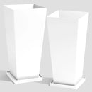 WORTH Garden Large 28 in.Tall Planters Set of 2 for Indoor and Outdoor, Heavy Duty Plastic White Modern Taper Flower Plant Pots with Drainage Hole and Dual-Purpose Tray for Front Porch, Patio by CozyNest Decor