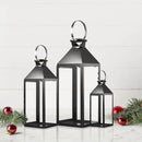MATICO Stainless Decorative Pinnacle Candle Lantern Set of 3, Hanging Decor Hurricane Lantern Candle Holder for Festival Ceremony Home Decor, Both Indoor & Outdoor Use, Black by CozyNest Decor