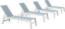 PURPLE LEAF Lounge Chair Outdoor Set of 4 White Aluminum Lounge Chairs with Wheels and Table Outdoor Chaise Lounge for Patio Pool Yard, Steel Blue by GreenHaven Gardens