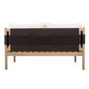 Outdoor Acacia Wood Loveseat with Diamond Rope Weave & Cushions, Light Teak by HouseOfZazla