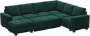 Belffin Modular Sectional Sleeper Sofa with Pull Out Bed U Shaped Sectional Sofa Couch with Storage Ottoman Velvet Covertible 7-Seater Sofa for Living Room Green by CozyNest Decor