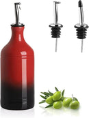 Sweejar Ceramic Olive Oil Dispenser Bottle, Opaque Oil Cruet Protects Oil to Reduce Oxidation, Suitable for Oil, Vinegar, Coffee Syrups & Other Liquids, Pack of 1, 15.5 Fl Oz (Gradient Red) by CozyNest Decor
