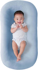 Baby Lounger for Newborn, Soft Organic Cotton Breathable Infant Lounger for for Home and Travel (Blue) by TinyTreasures Baby Boutique