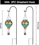 2PC Hot Air Balloon Solar Lantern with 2PC Shepherd Hook, Flickering Flame Hanging Solar Lanterns Outdoor Lights Waterproof Lanterns Decorative Garden Patio Yard Party Decor (Sunflower) by GreenHaven Gardens